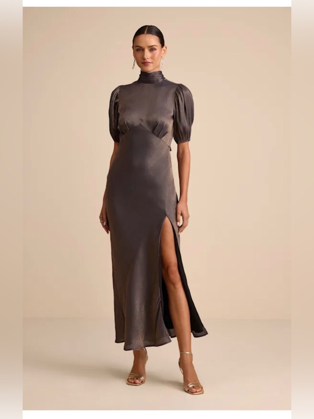 Lulus Satin Mock Neck maxi dress